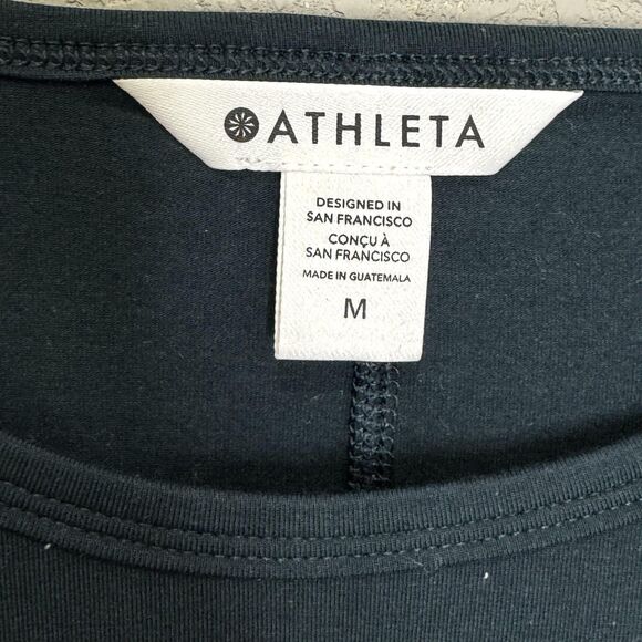 Athleta Shirt Womens Medium Black Essential Tee Supima Cotton Stretch Crewneck - Picture 3 of 8
